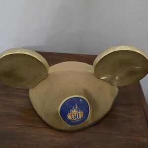 Disney Gold and Tan Commemorative Mickey Ear Hat